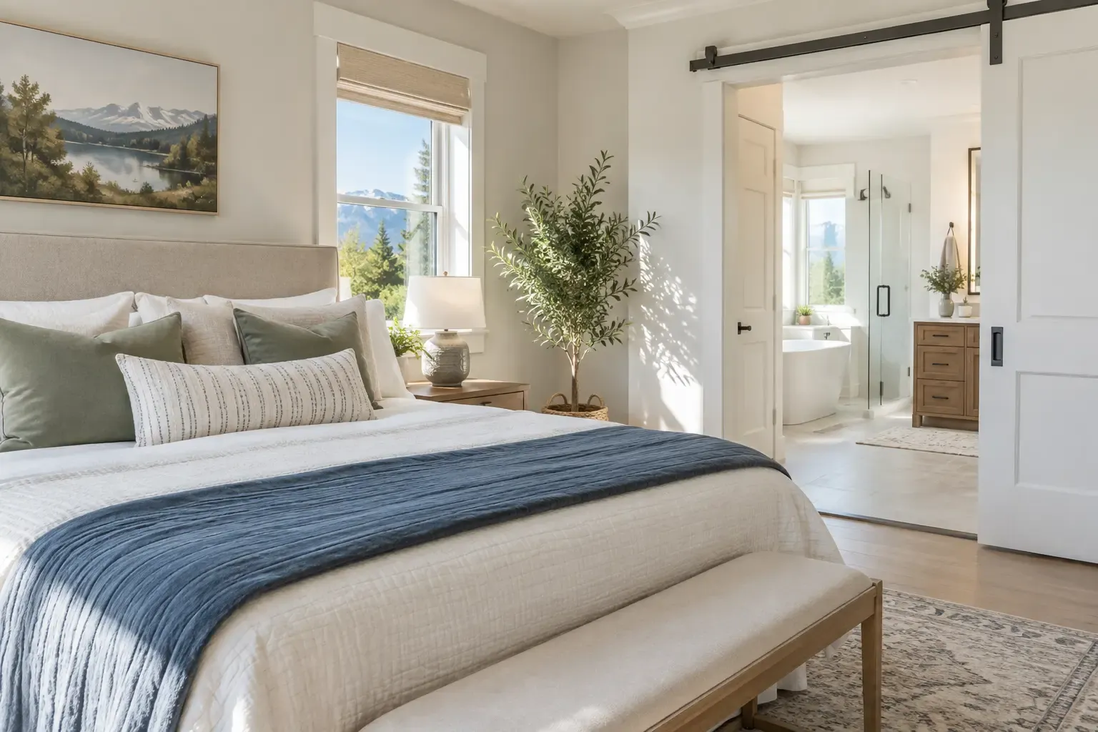 Bright, freshly cleaned bedroom